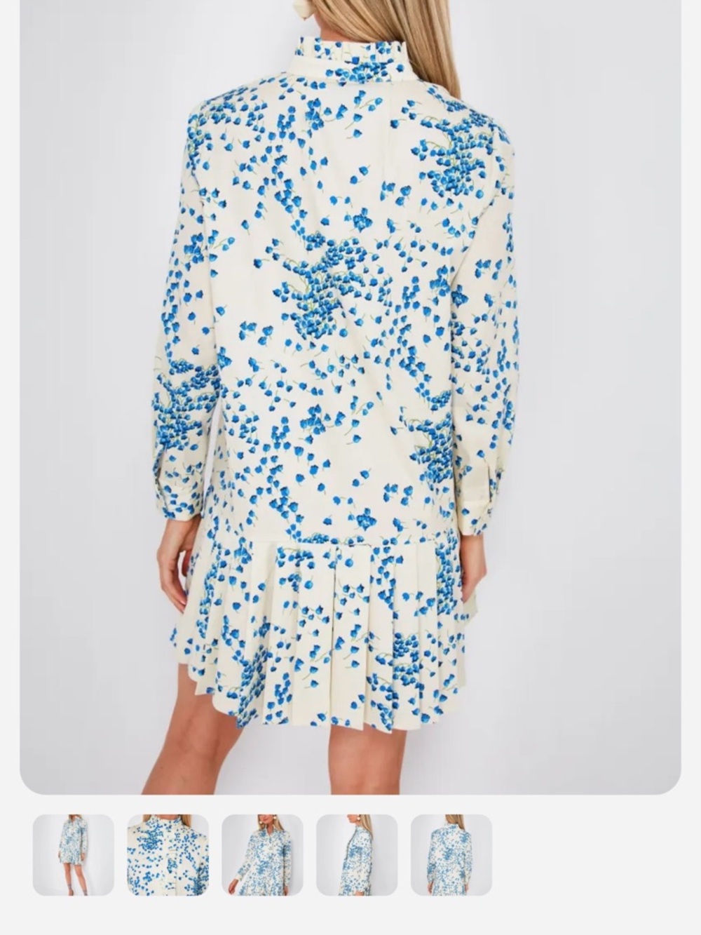 Tuckernuck Cream Mini Dress with Blue Floral Print - Picture 4 of 4